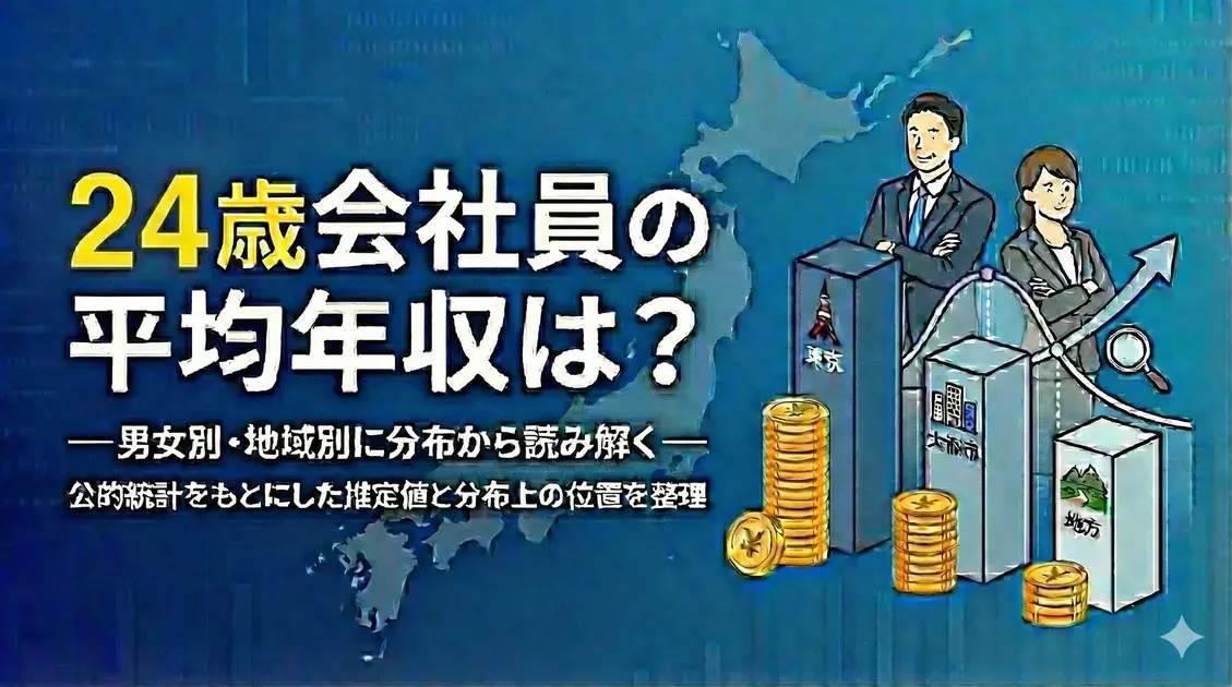 24歳会社員の平均年収は?【男女別・地域別(東京/大都市/地方)】 のアイキャッチ画像