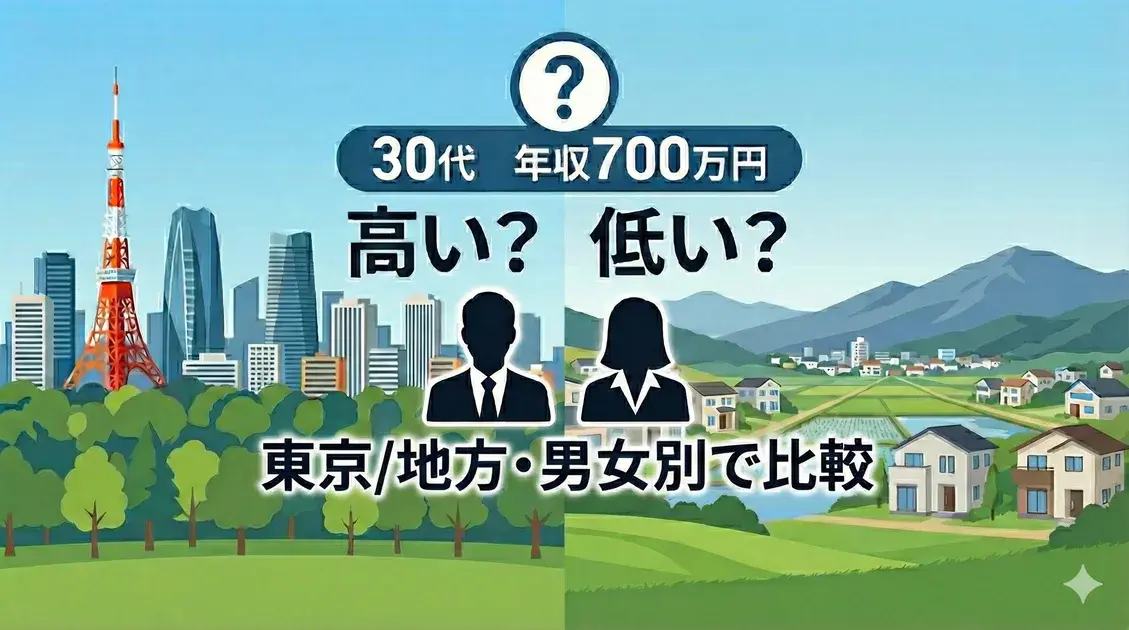 30代で年収700万円は高い?低い?東京と地方・男女別データで解説 のアイキャッチ画像