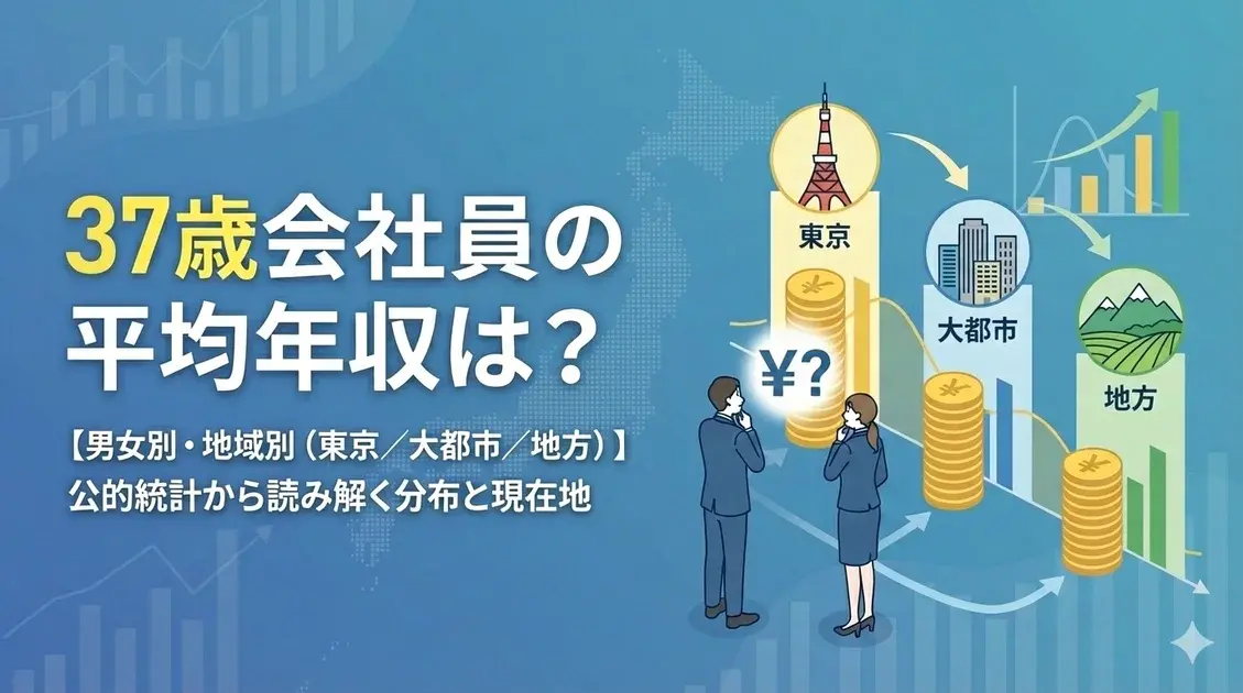 36歳会社員の平均年収は？【男女別・地域別（東京／大都市／地方）】 のアイキャッチ画像