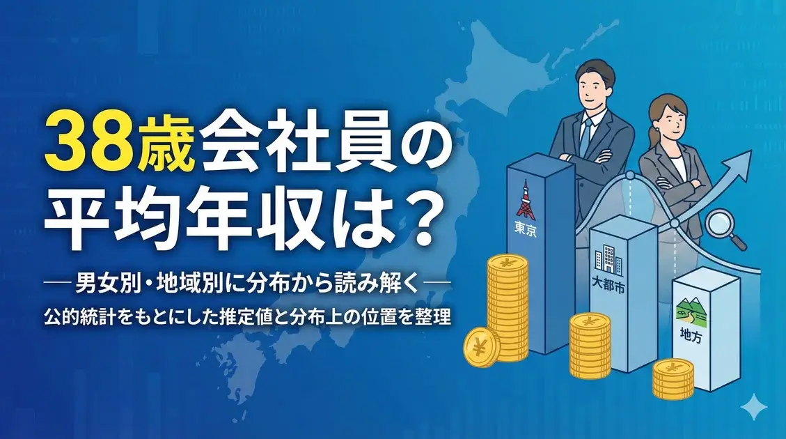 38歳会社員の平均年収は？【男女別・地域別（東京／大都市／地方）】 のアイキャッチ画像