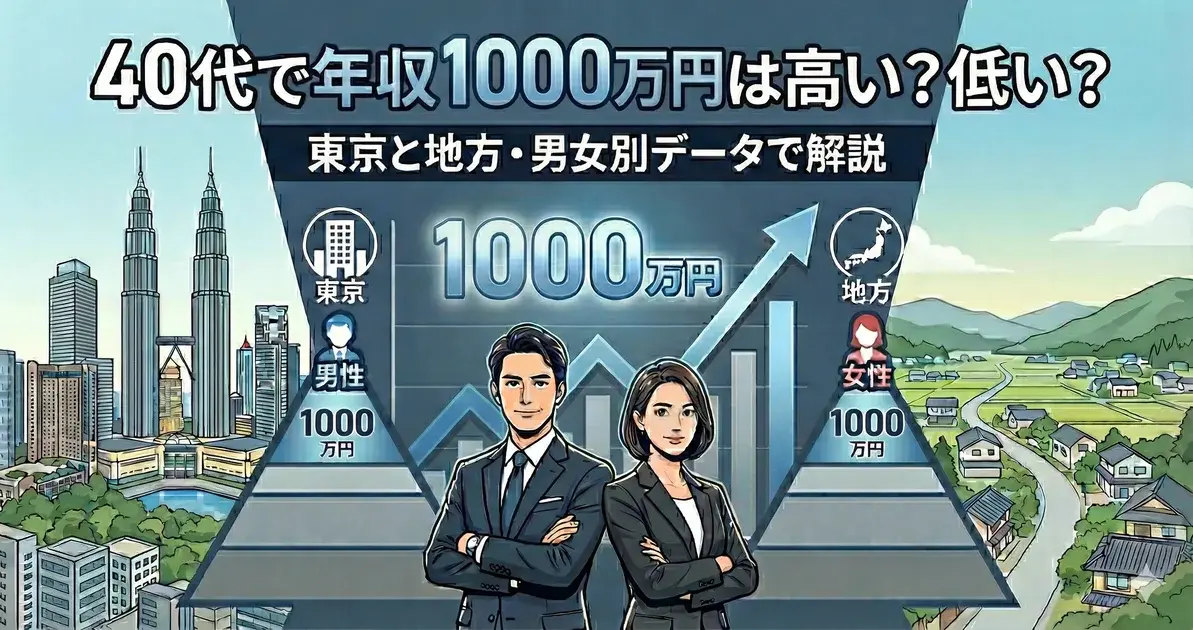 40代で年収1000万円は高い?低い?東京と地方・男女別データで解説 のアイキャッチ画像