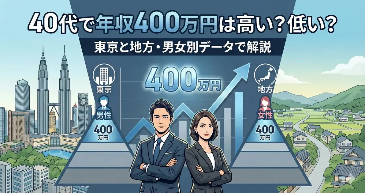 40代で年収400万円は高い?低い?東京と地方・男女別データで解説 のアイキャッチ画像