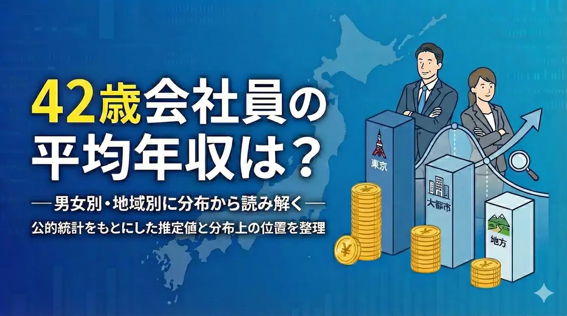 42歳会社員の平均年収は?【男女別・地域別(東京/大都市/地方)】 のアイキャッチ画像