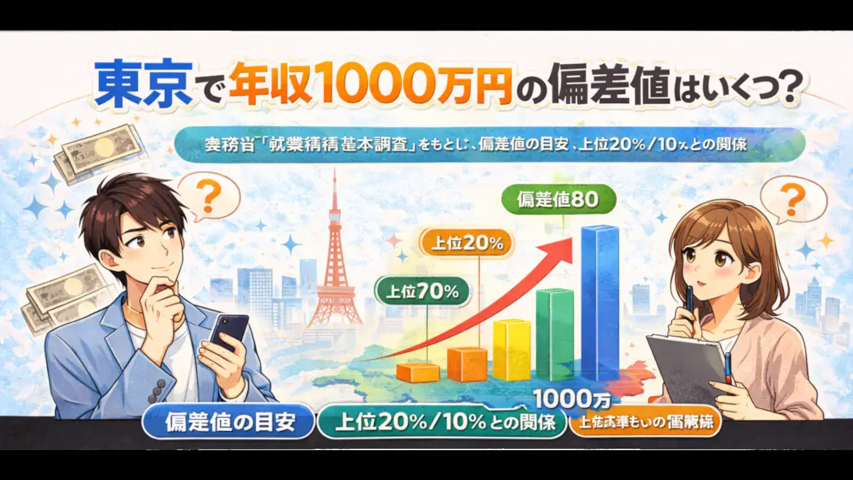 東京で年収1000万円の偏差値はいくつ？ のアイキャッチ画像